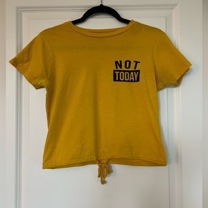 Yellow crop top with tie in the front